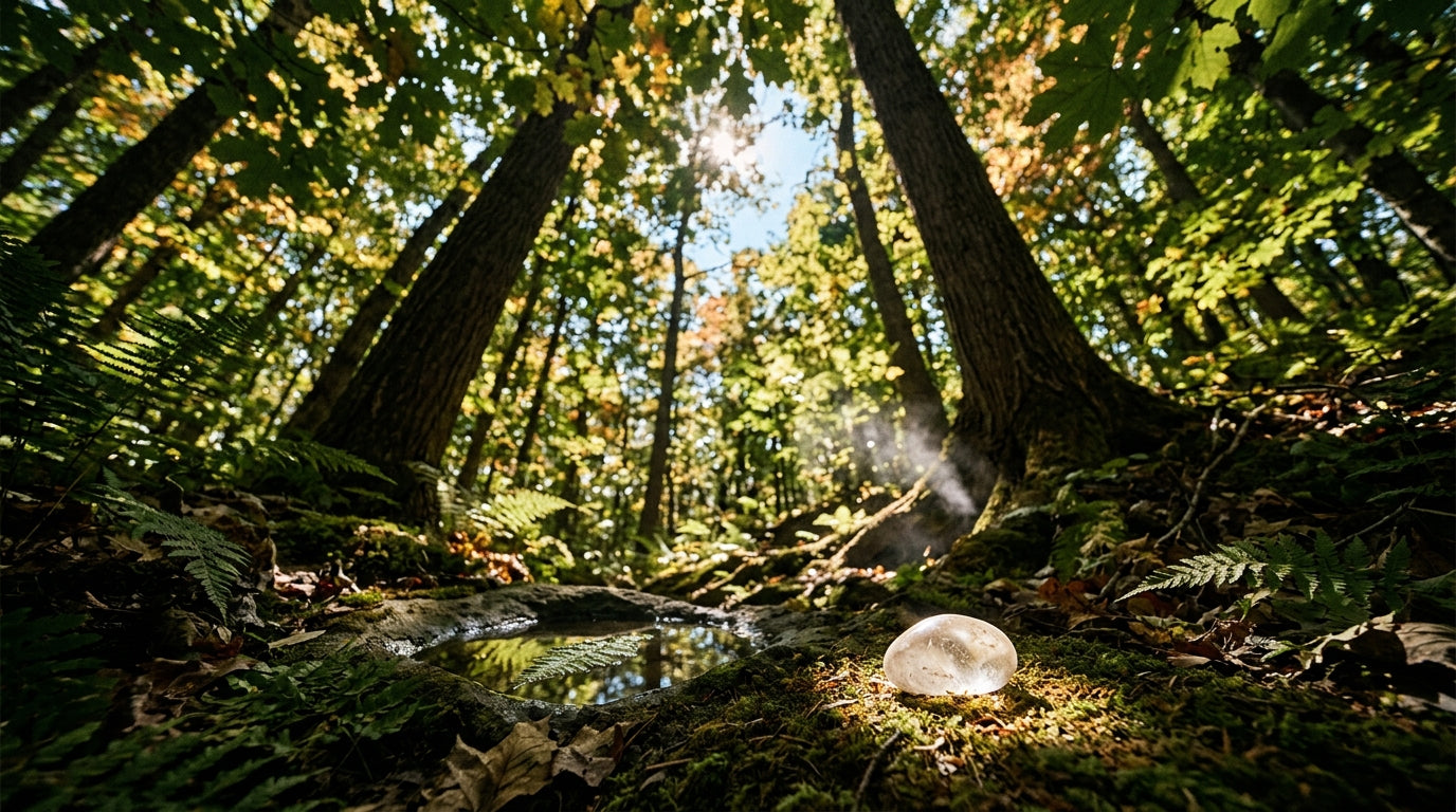 A glass of water with an effervescent molecular hydrogen tablet dissolving, creating a dense cloud of microscopic hydrogen bubbles